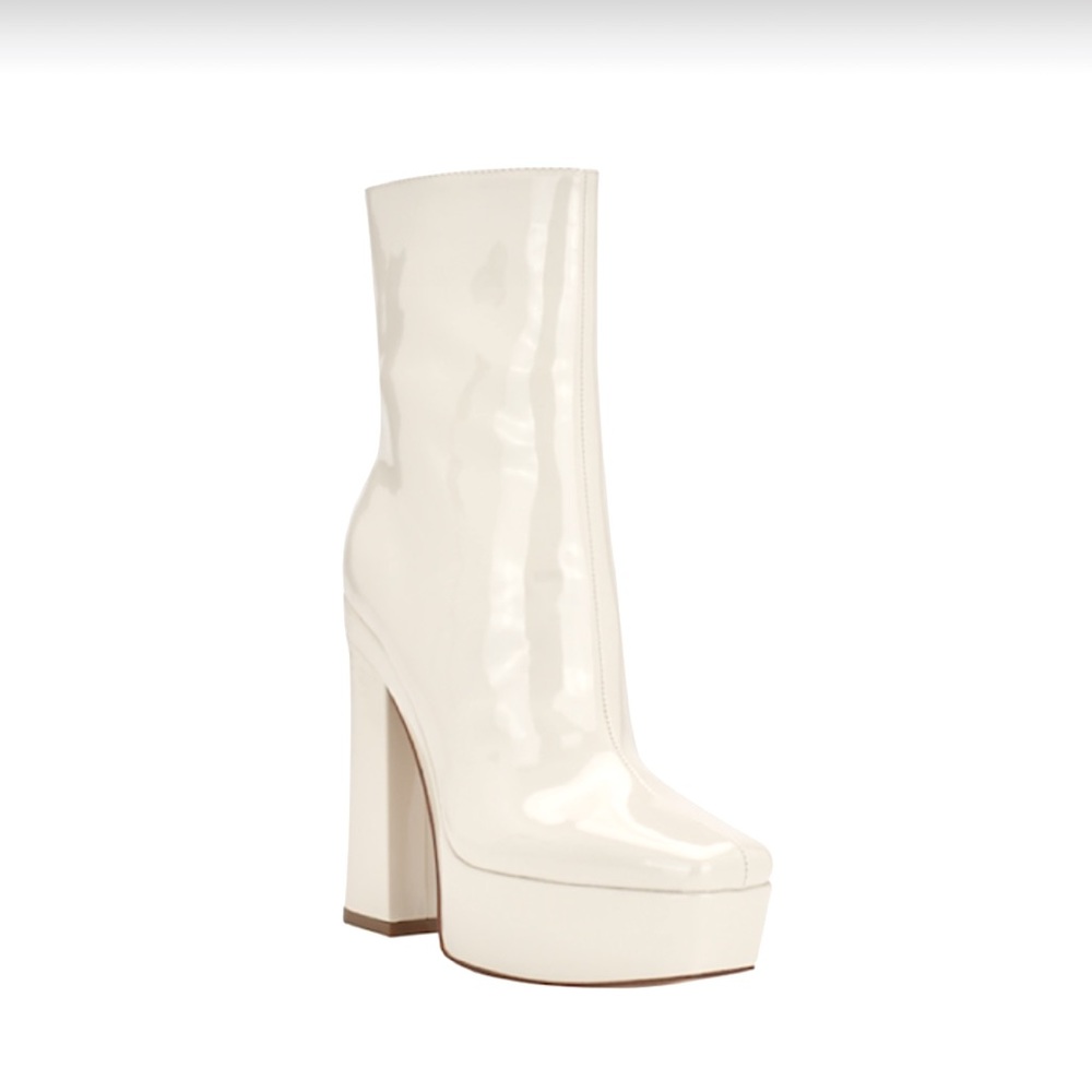 GUESS Byra Platform Block Heel Dress Booties in Cream